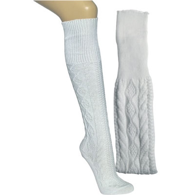 Kniesocken gemustert weiss | 1 Paar | Art. 4931