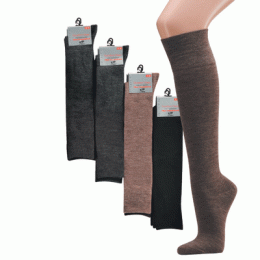 Kniesocken mit Wolle dünn schwarz | 2 Paar | Art. 6654